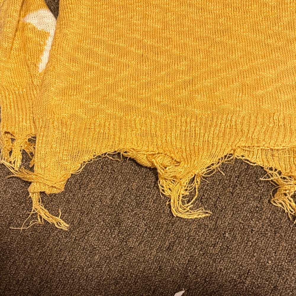 ADORA Mustard V-Neck Sweater with White Stars - Picture 9 of 10